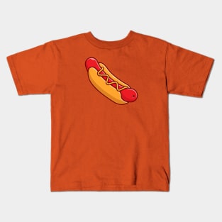 Hotdog Cartoon Vector Icon Illustration (3) Kids T-Shirt